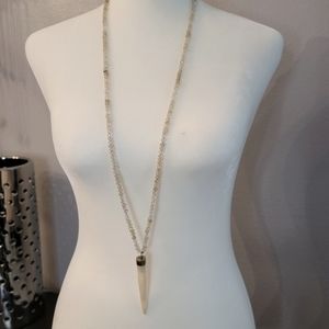 Beaded Necklace with Resin Pendant